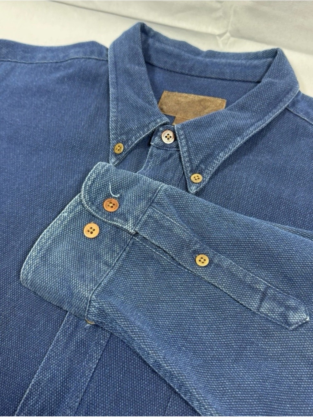 Vintage St. John’s Bay Men's XL Blue Woven Cotton Long Sleeve Button-Down Shirt